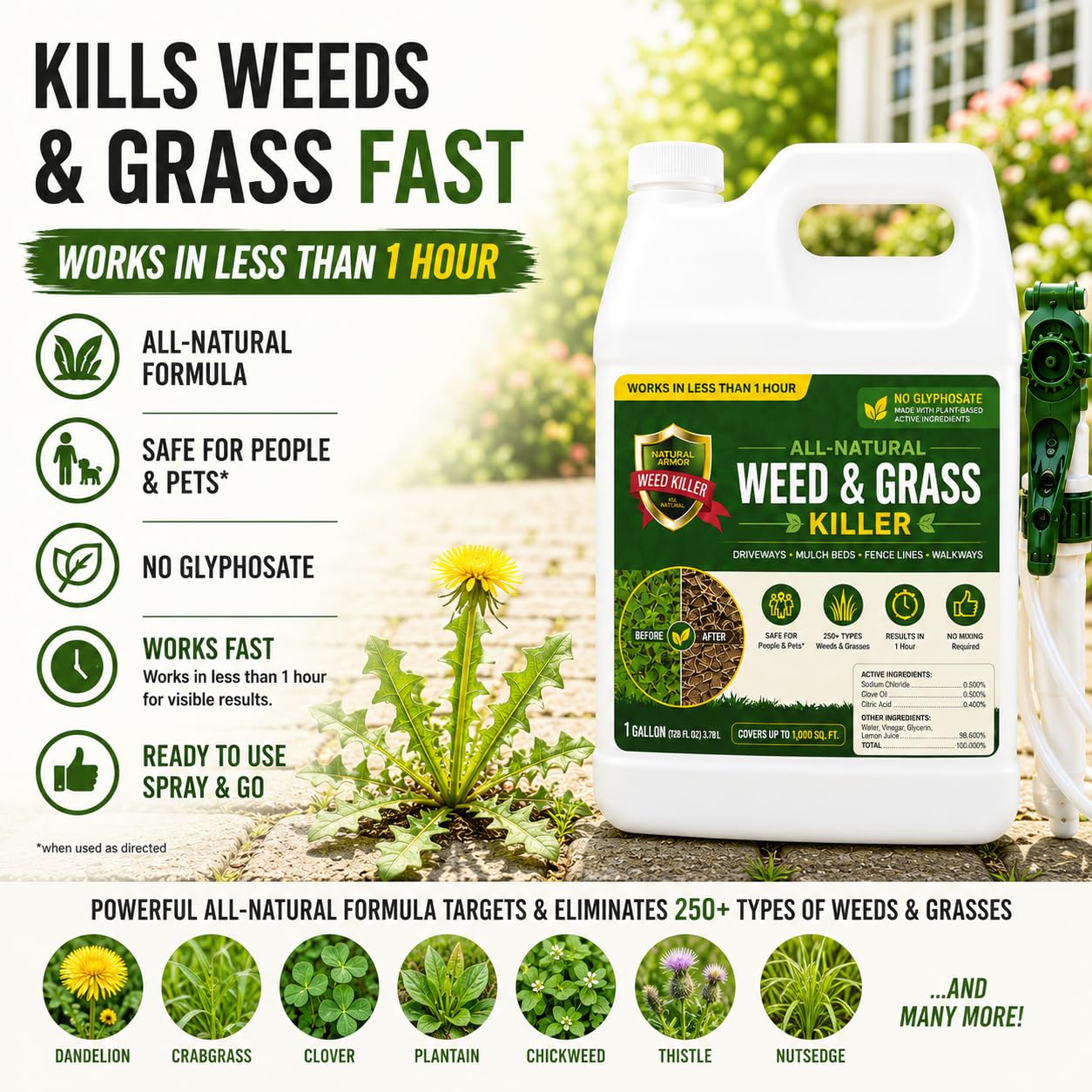 Natural Armor Weed & Grass Killer sprayer nozzle close-up
