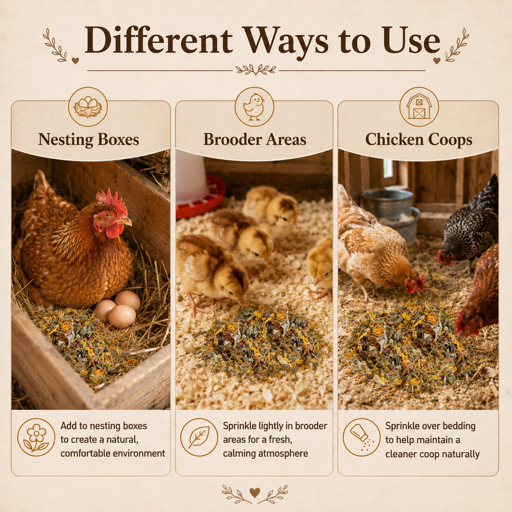 Natural aroma of MAQIHAN Chicken Nesting Herbs in a chicken coop