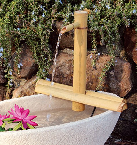 Natural bamboo fountain components and included pump
