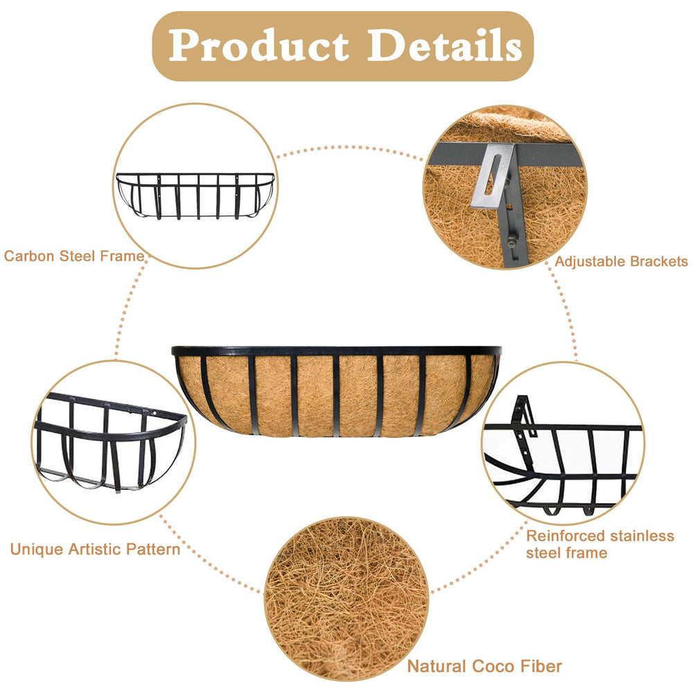 Natural coco liner inside XXFBJNMD 16 Inch planter