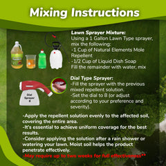 Natural Elements Mole and Vole Repellent application in a garden
