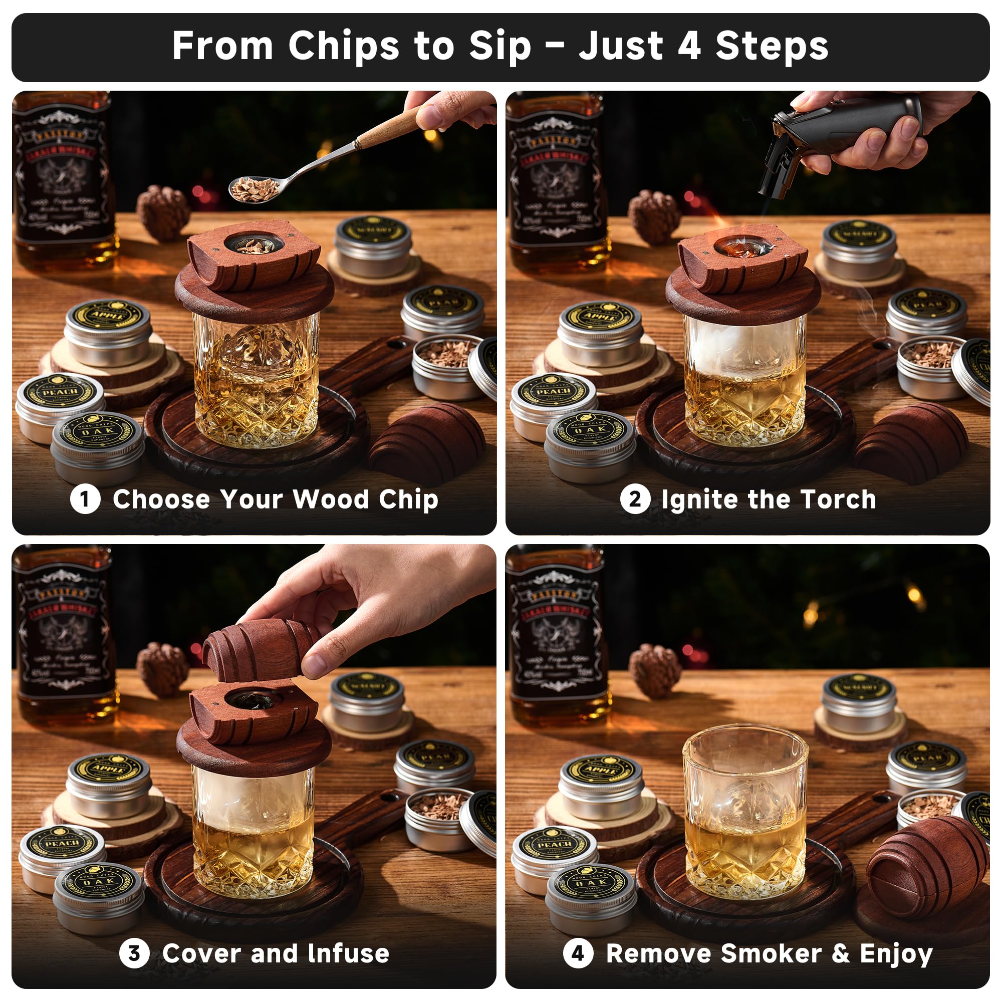 Natural wood chips and spices from ComboJoy smoker set