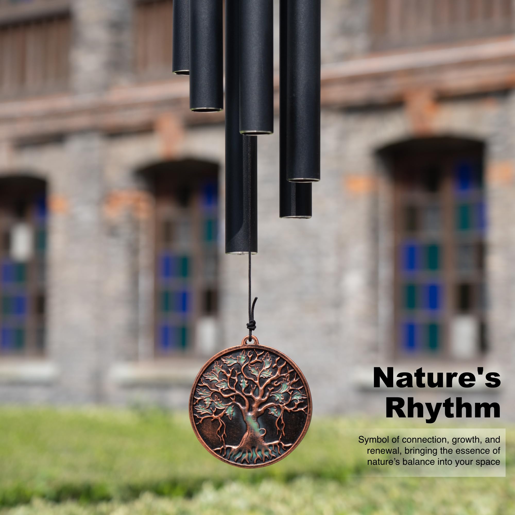 Natural wood striker of Vanquer Wind Chimes close-up