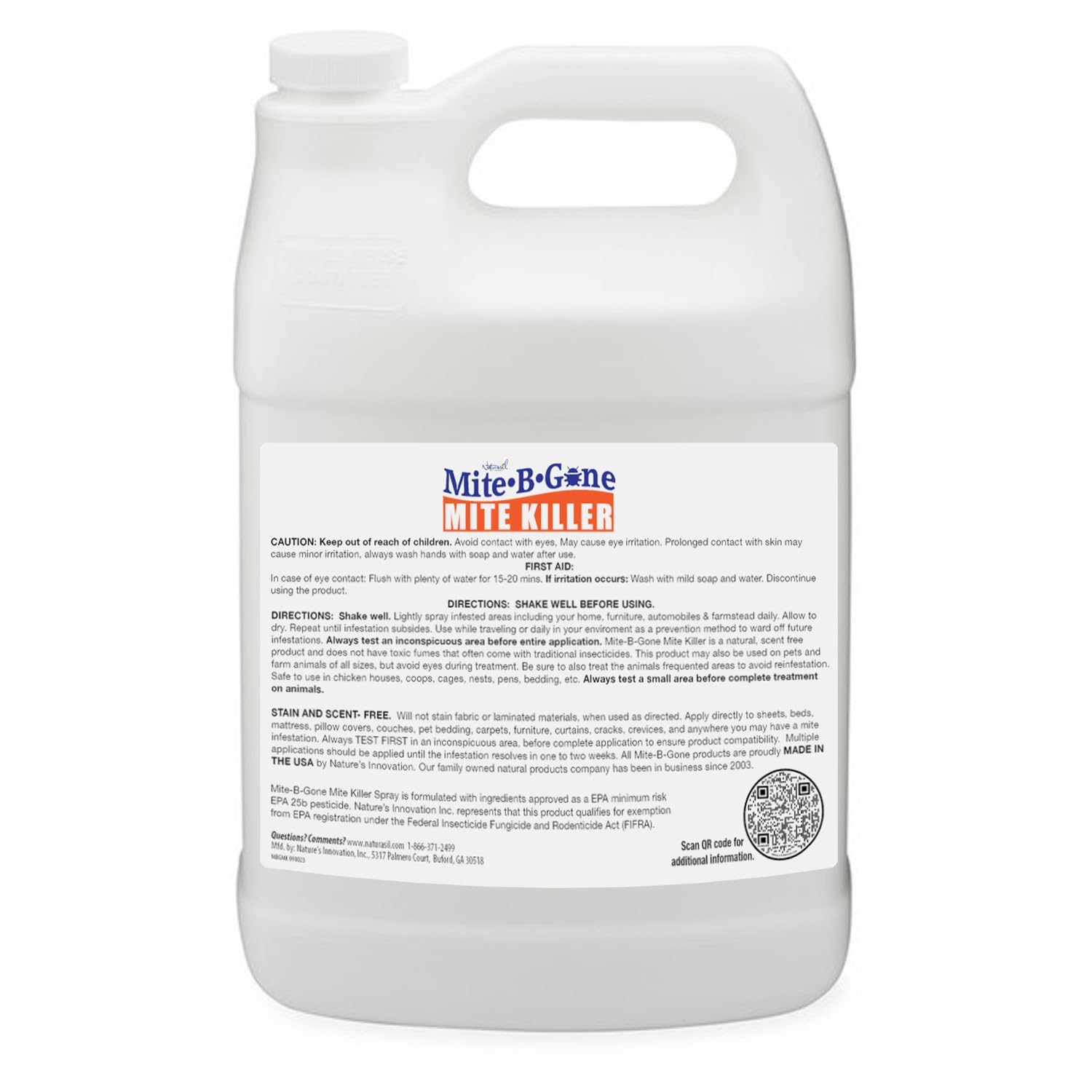 Naturasil Mite-B-Gone Dust Mite Spray 128 Fl Oz label detail