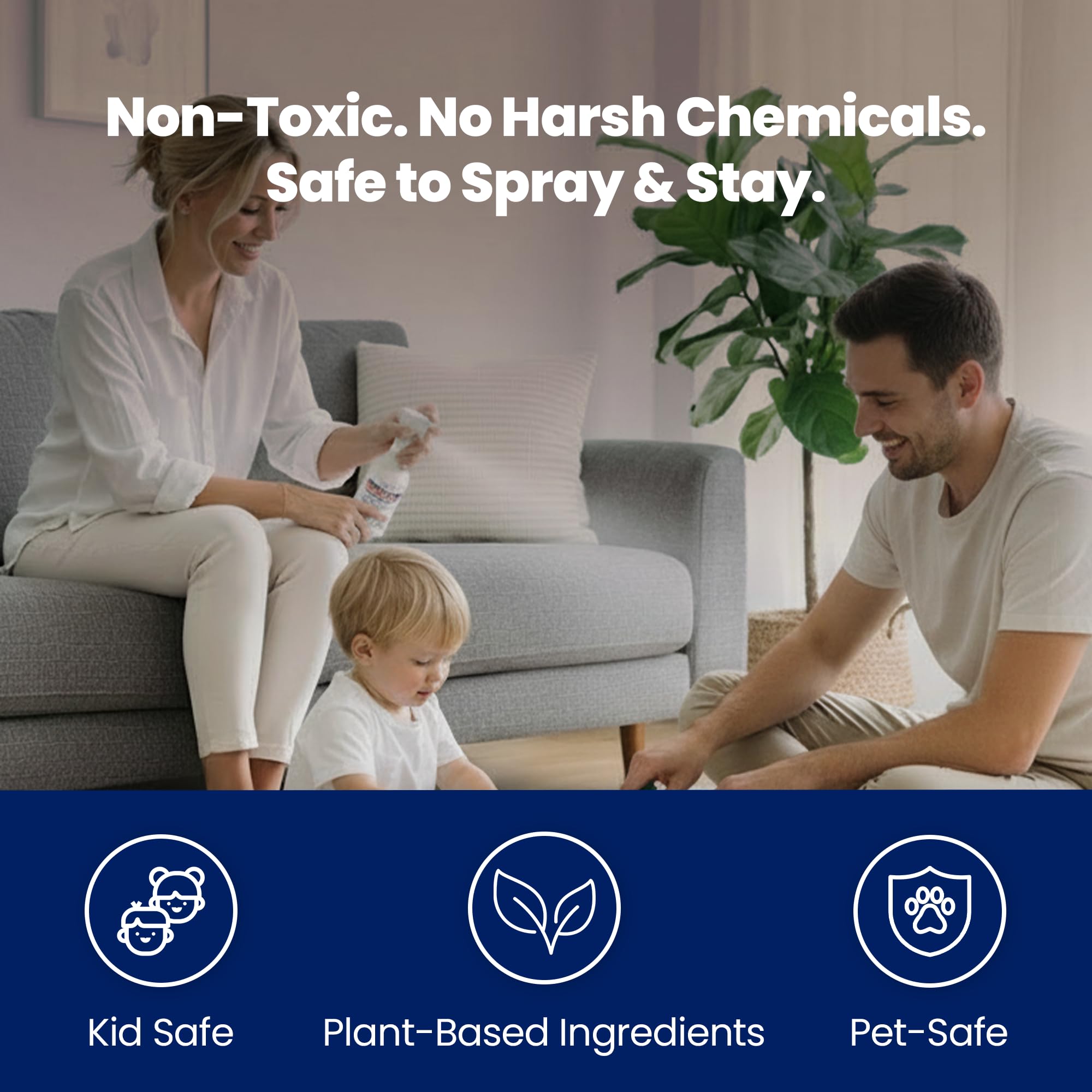 Naturasil Mite-B-Gone Dust Mite Spray in use outdoors