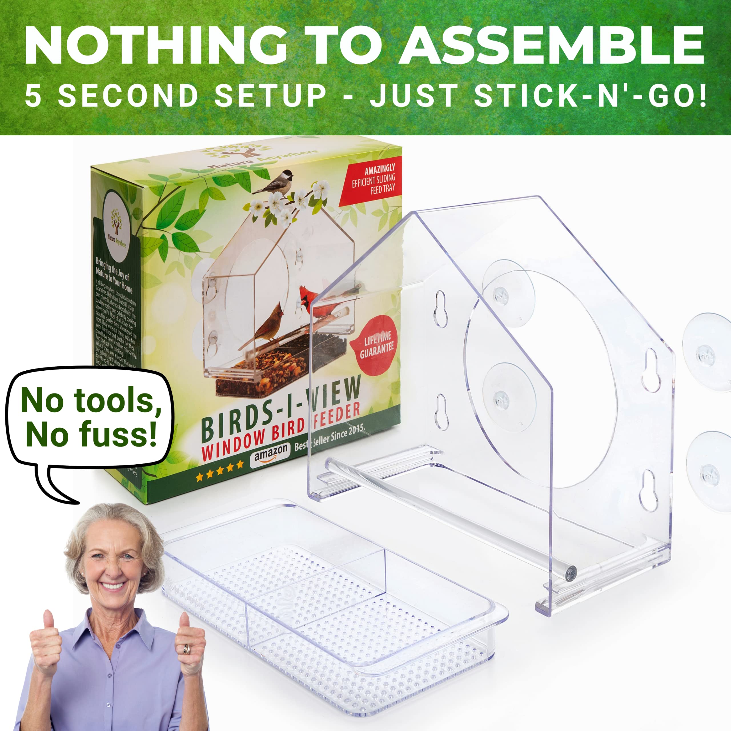 Nature Anywhere Window Bird Feeder crystal clear design