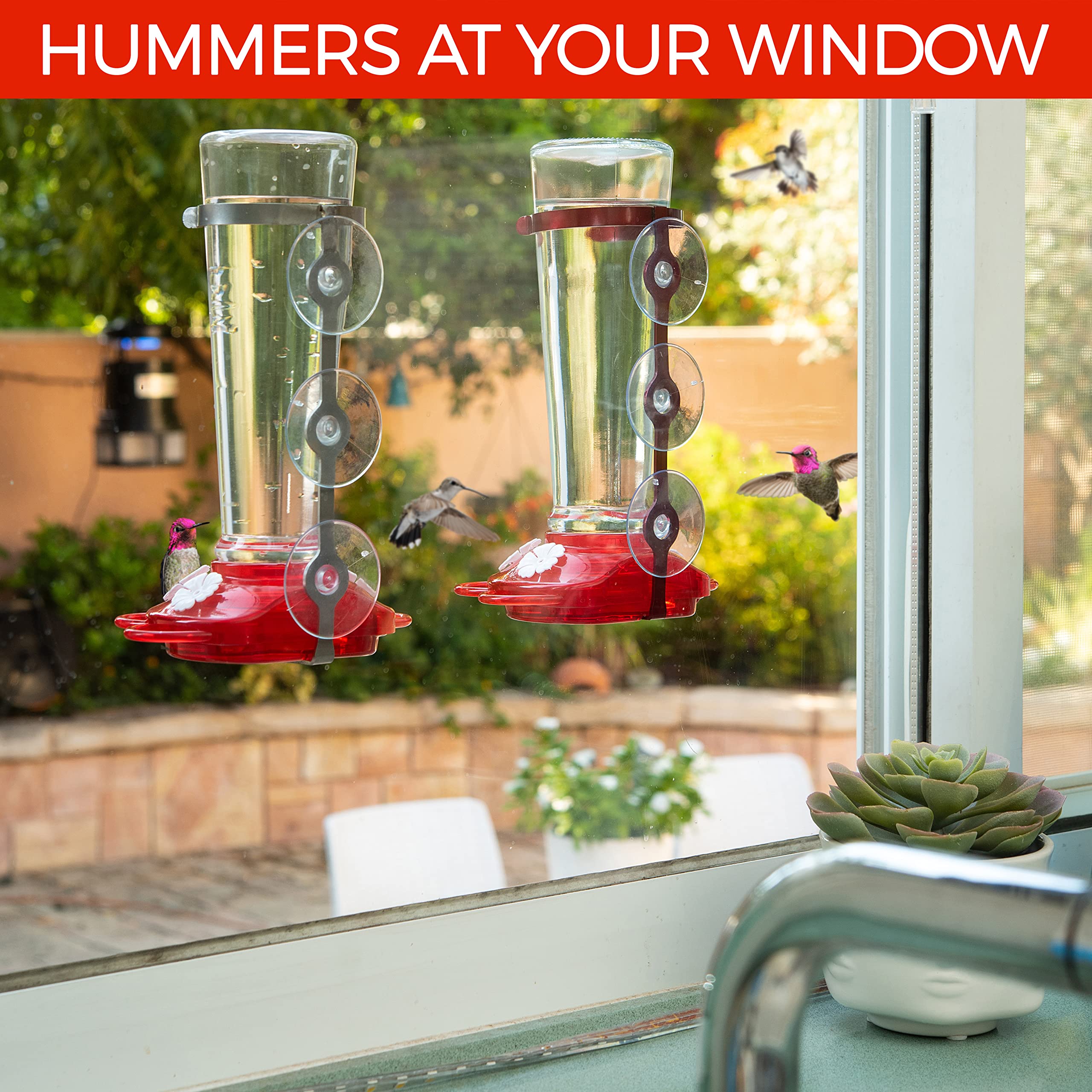 Nature Anywhere Window Hummingbird Feeder with crystal flower