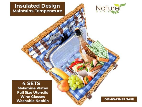 Nature Gear Picnic Basket set displayed outdoors on grass