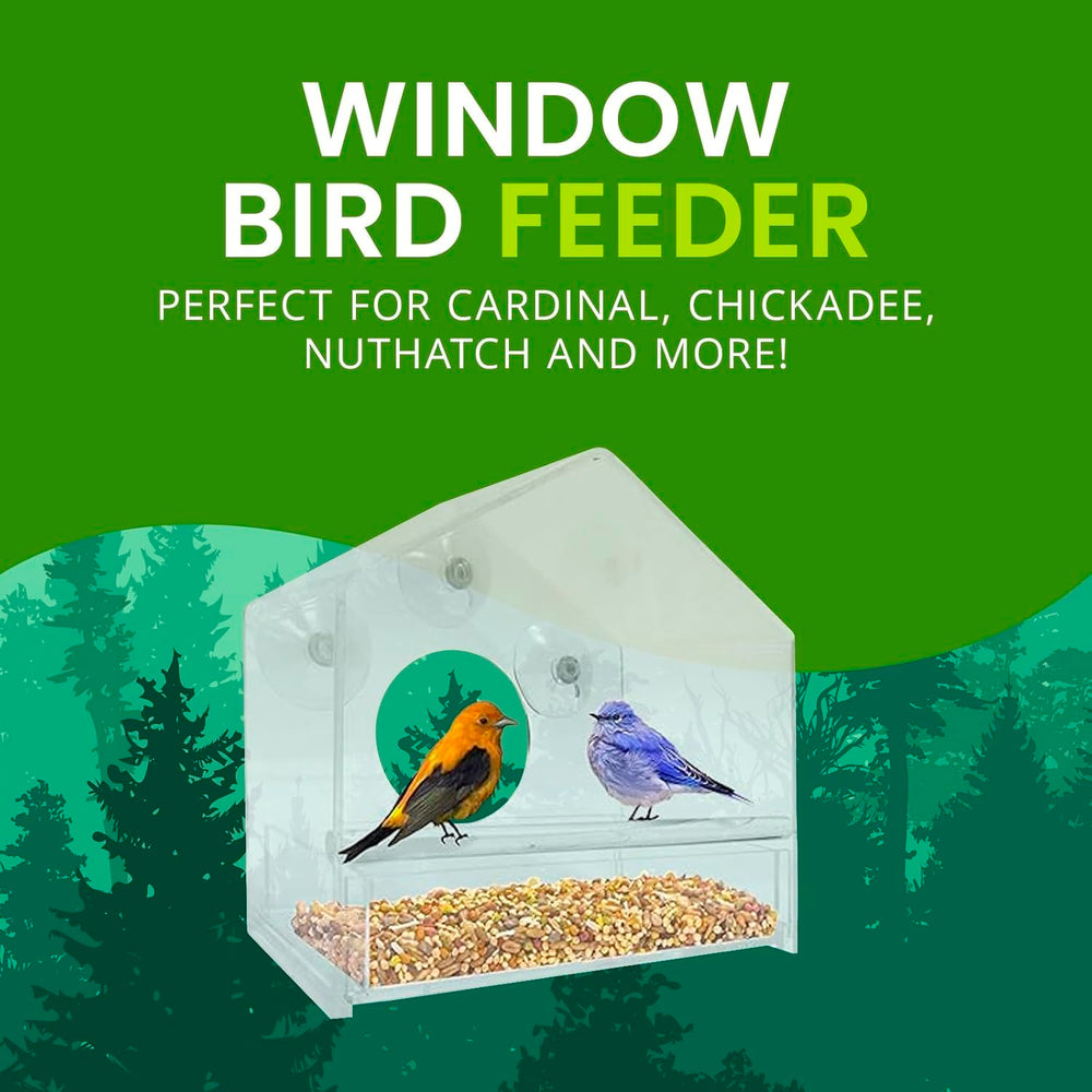 Nature Gear Window Bird Feeder in use on window with birds feeding