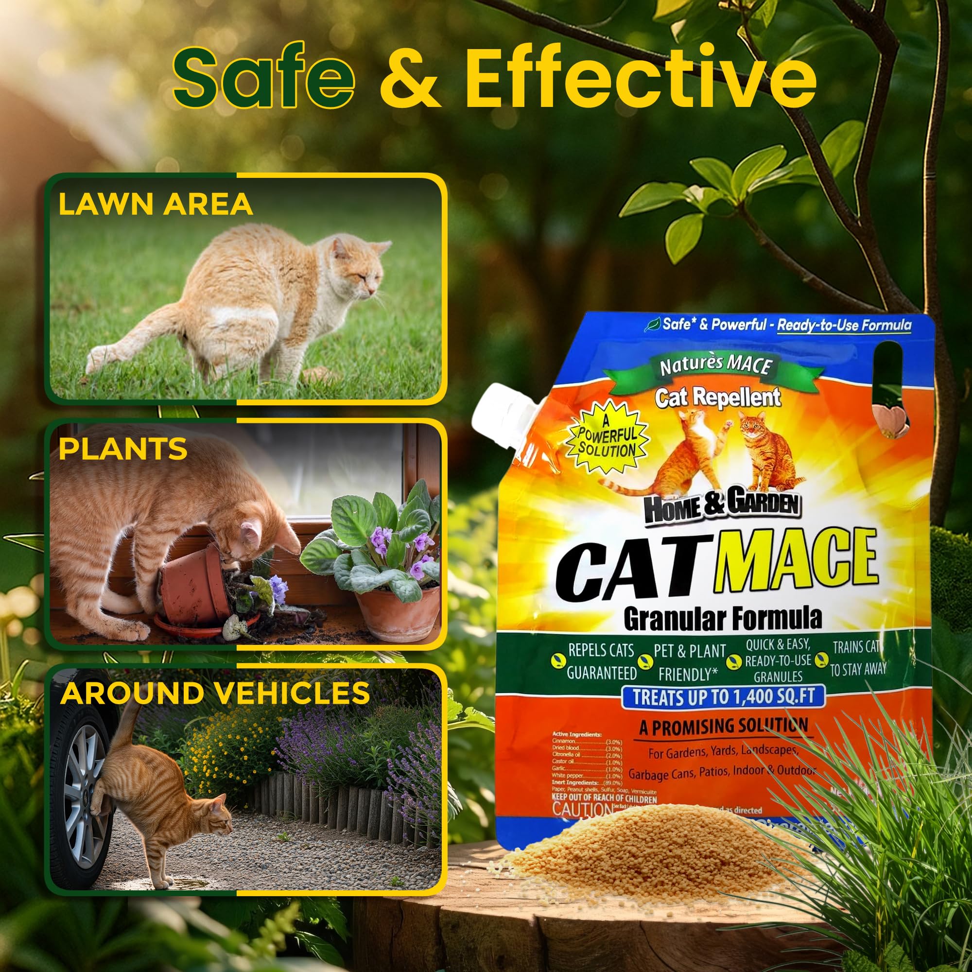 Nature's MACE Cat Mace Granules with measuring cup for application
