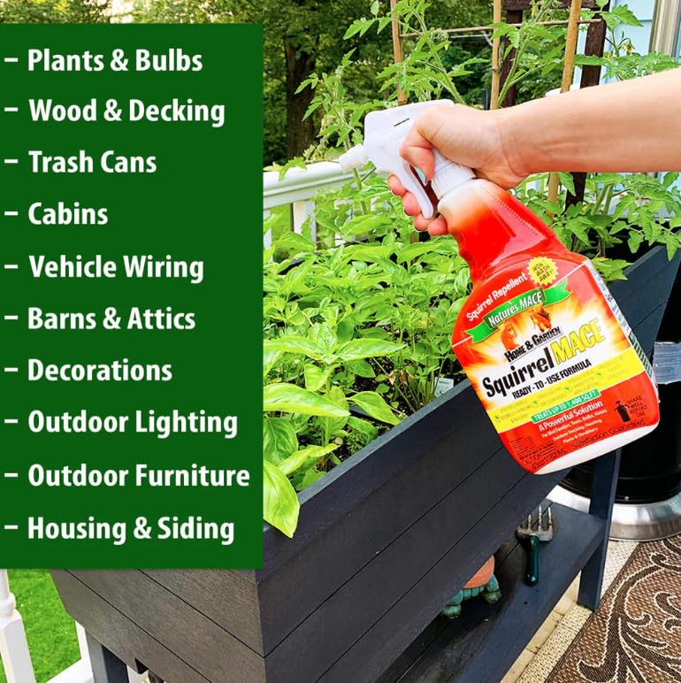Nature's MACE Squirrel Mace Repellent 40 oz in a garden setting