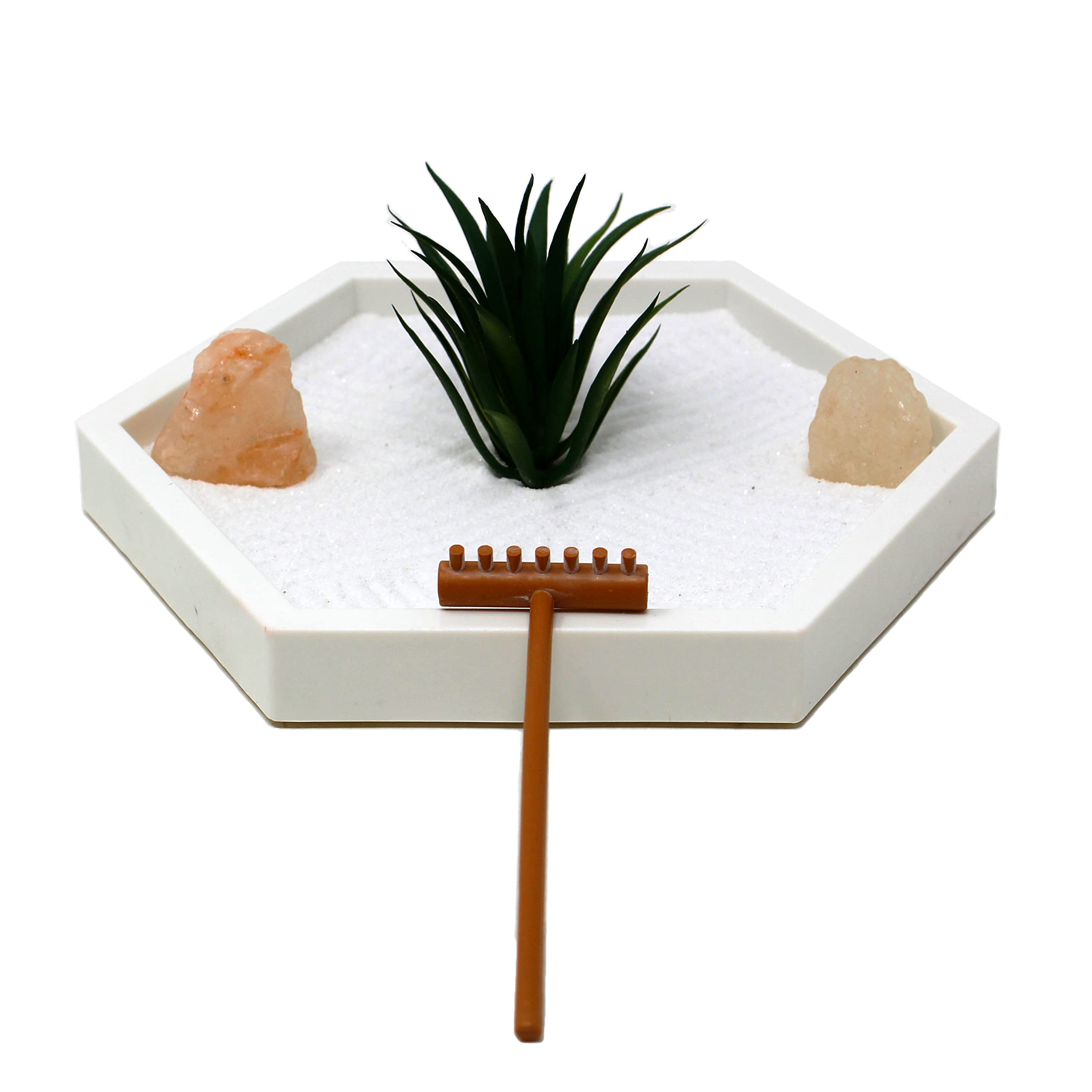 Nature's Mark Mini Zen Garden Kit with white sand and rake