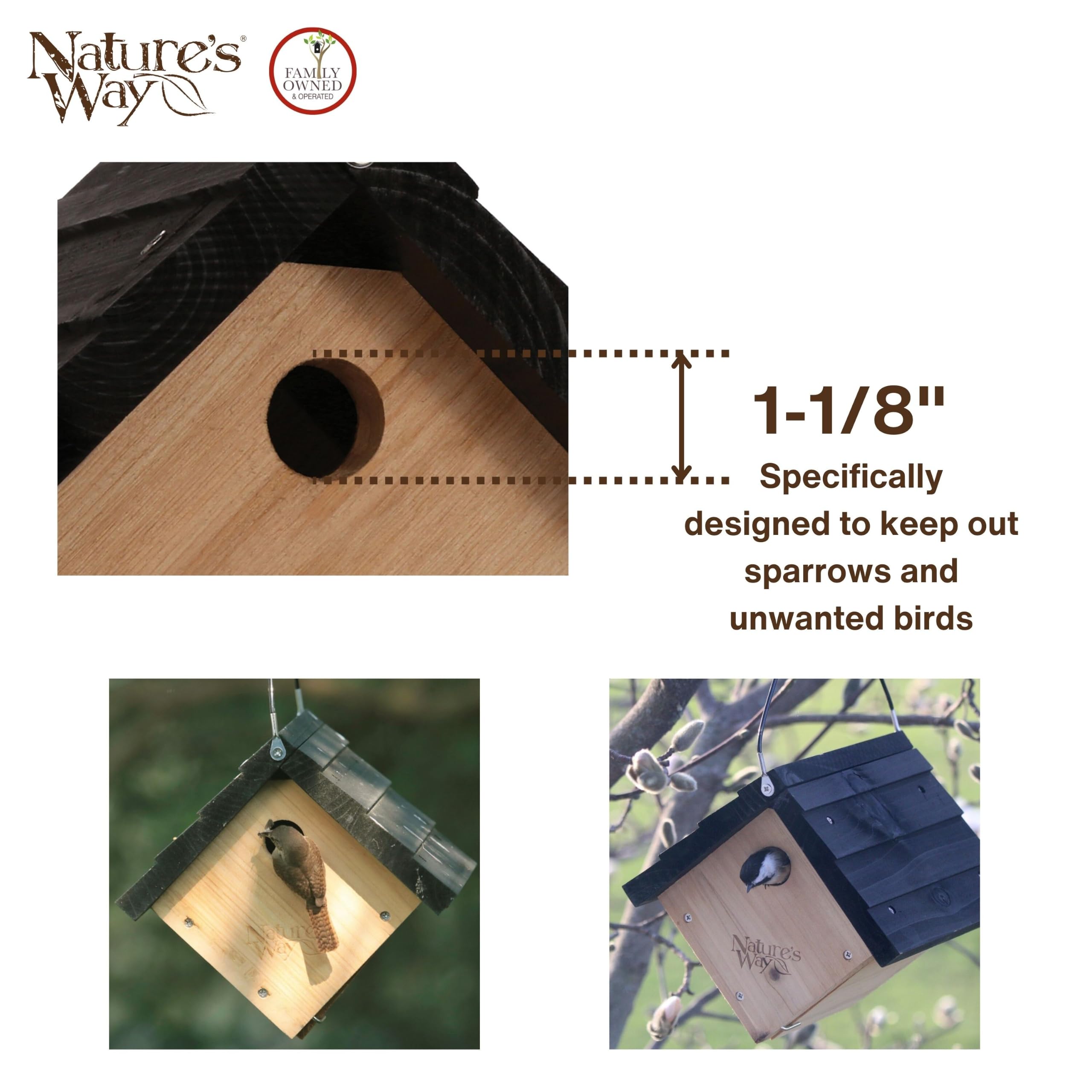 NATURE'S WAY Cedar Wren House air vents for ventilation