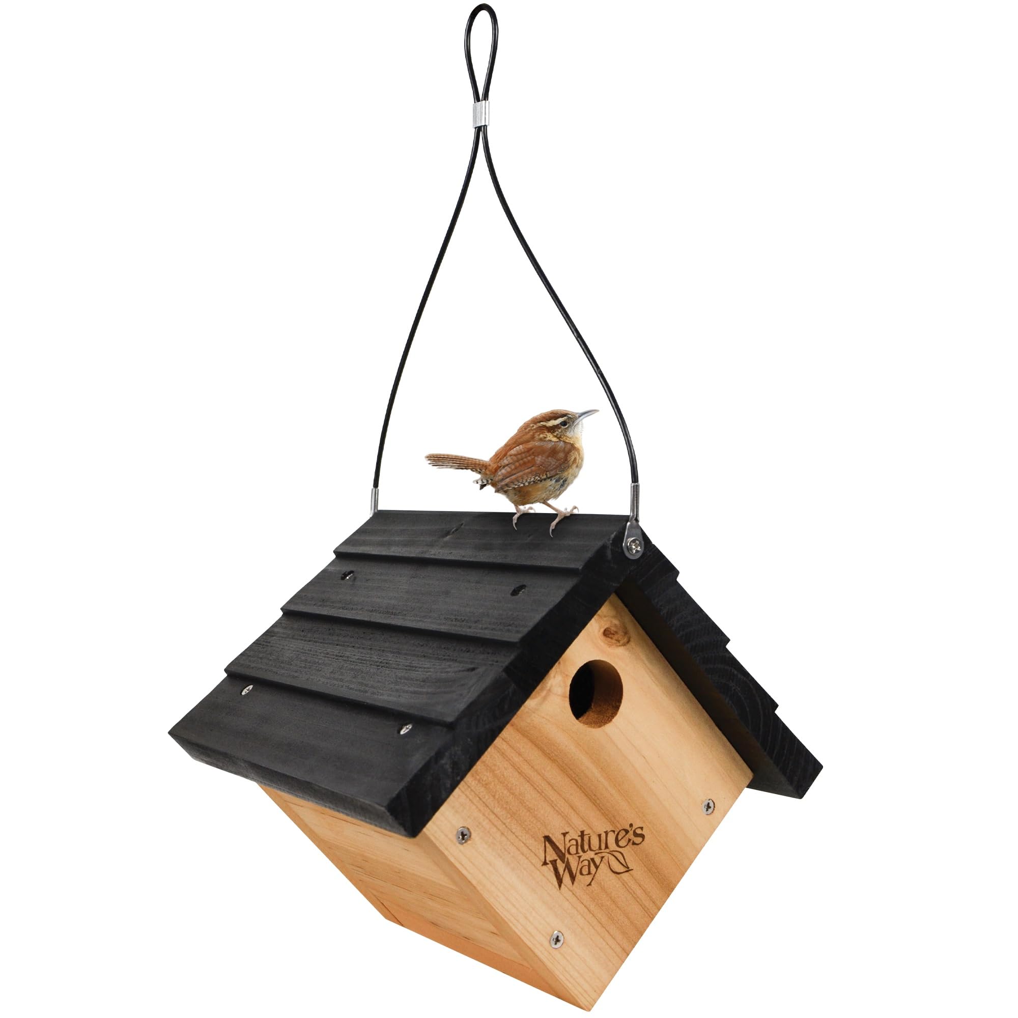 NATURE'S WAY Cedar Wren House front view with brown finish