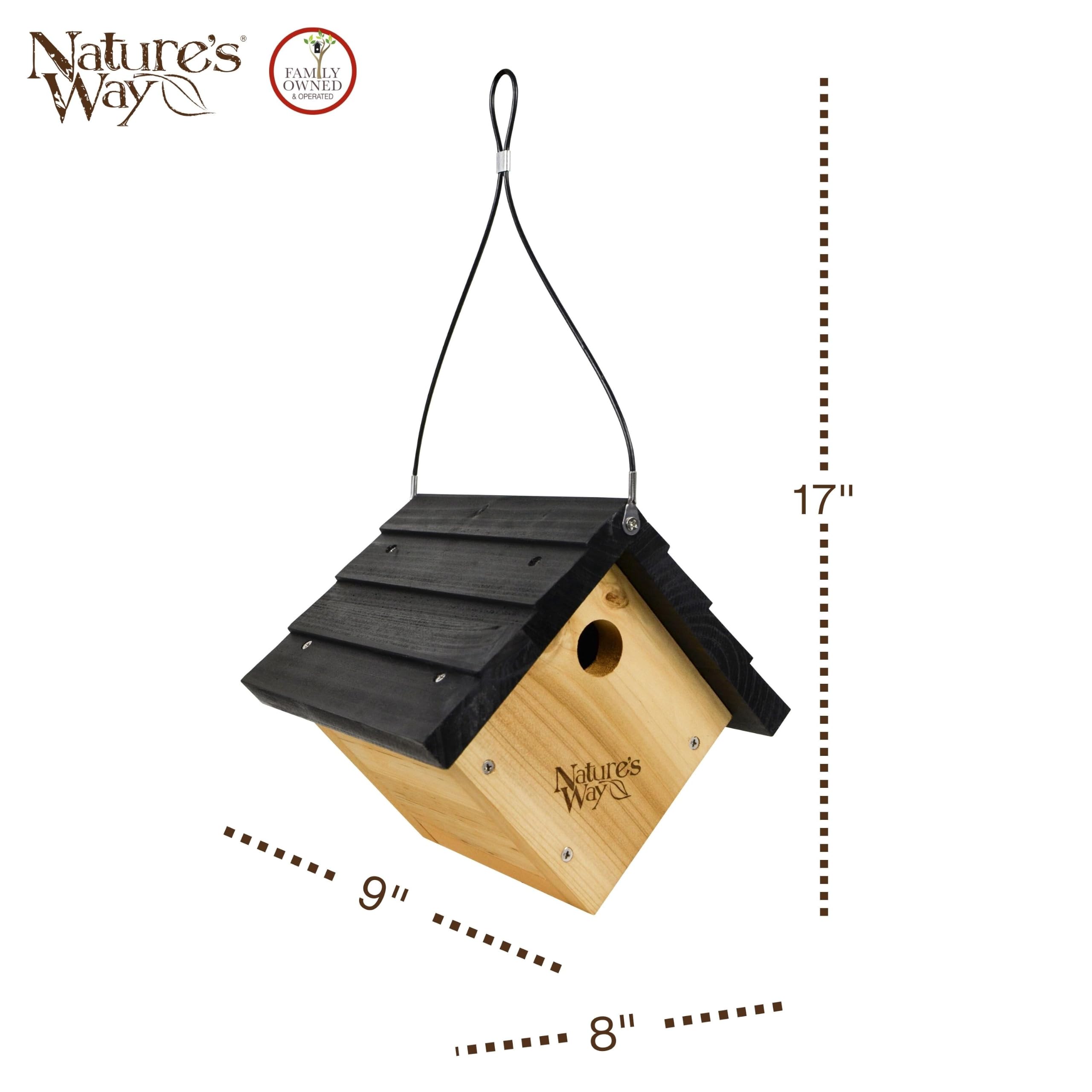 NATURE'S WAY Cedar Wren House side view showing dimensions