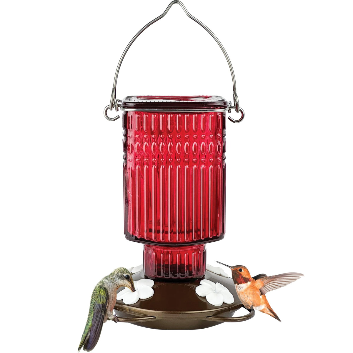 NATURE'S WAY Hummingbird Feeder antique textured glass design