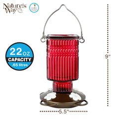 NATURE'S WAY Hummingbird Feeder red glass with feeding ports