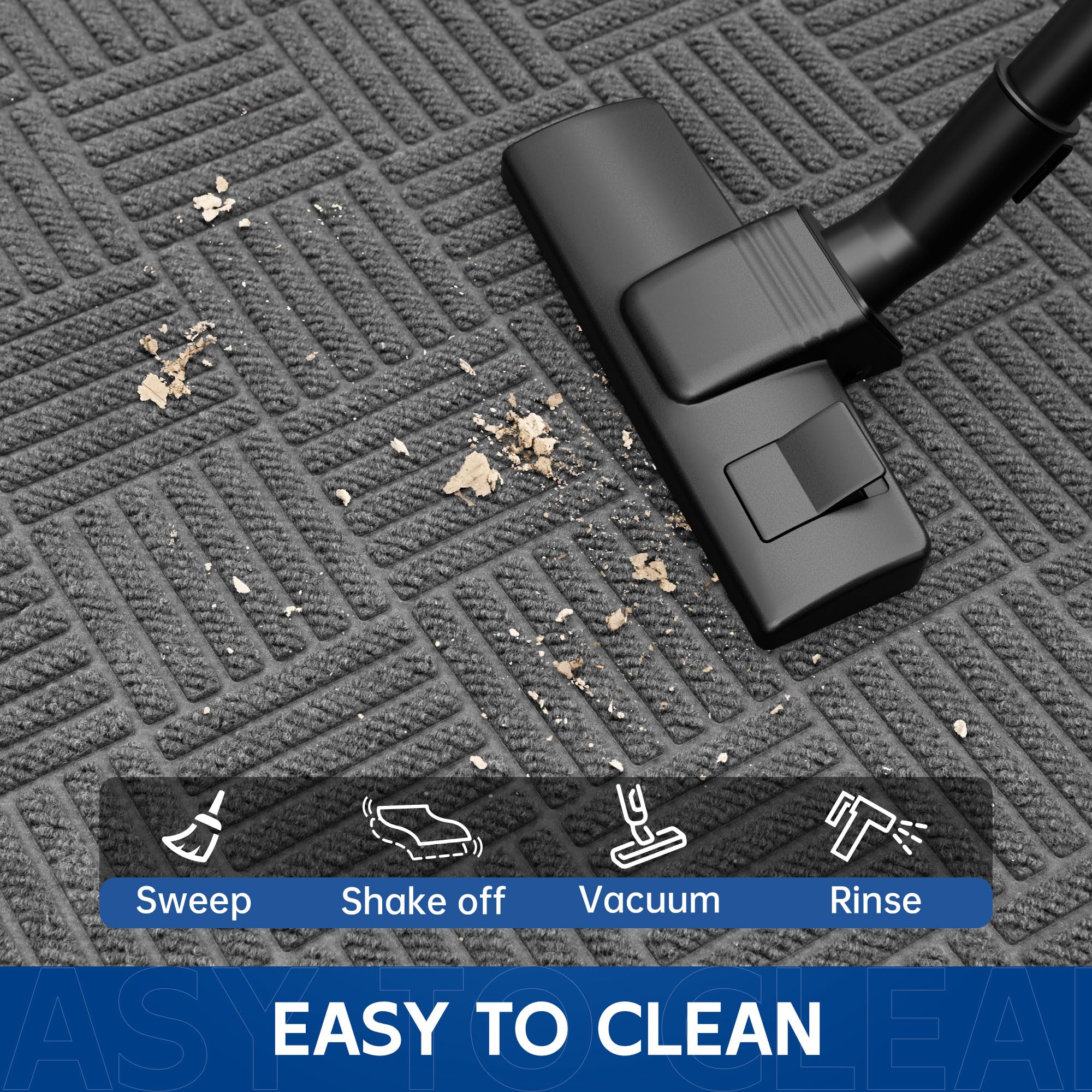 Naturei door mat cleaning process with garden hose