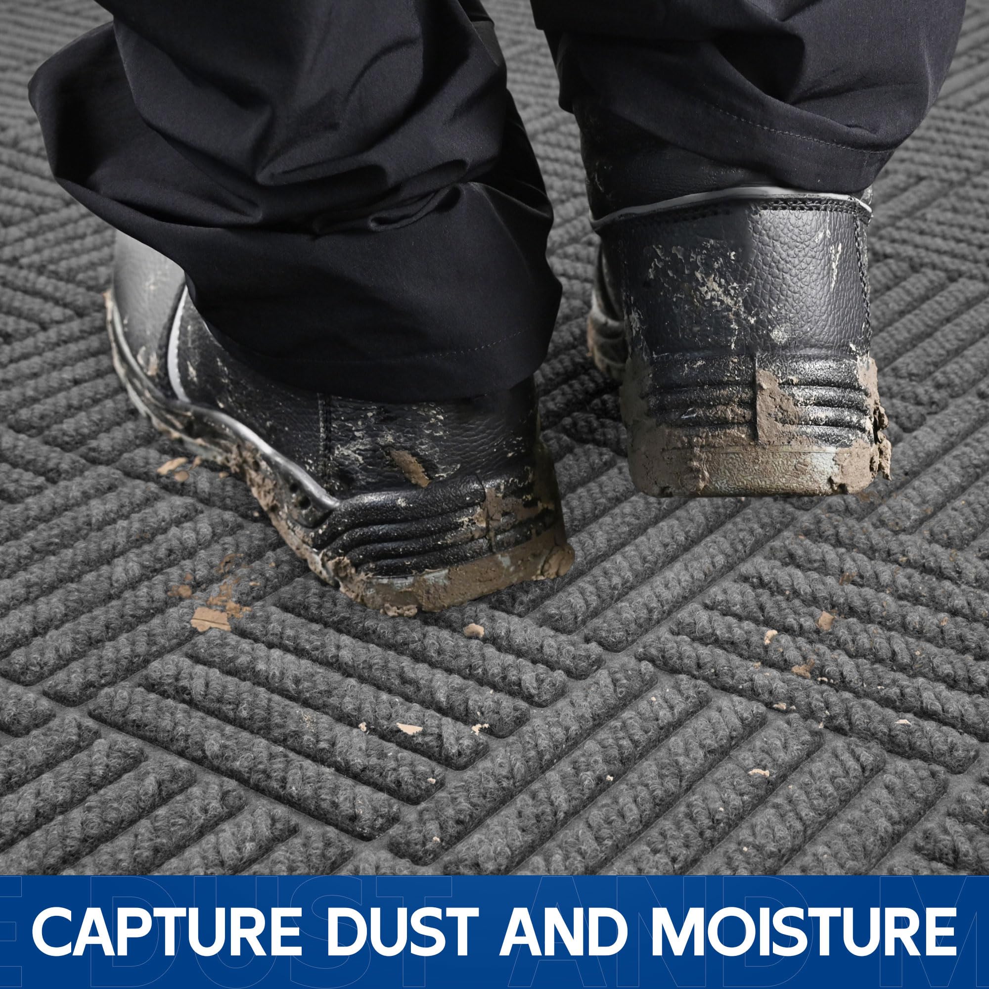 Naturei door mat showing deep grooves for dirt trapping