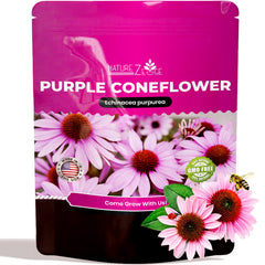 NatureZ Edge Echinacea Seeds package front view with purple coneflower seeds