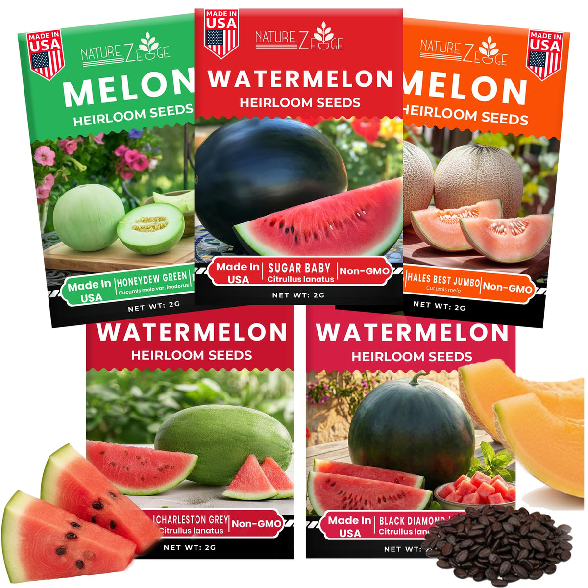 NatureZ Edge Fruit Seeds pack with five melon varieties