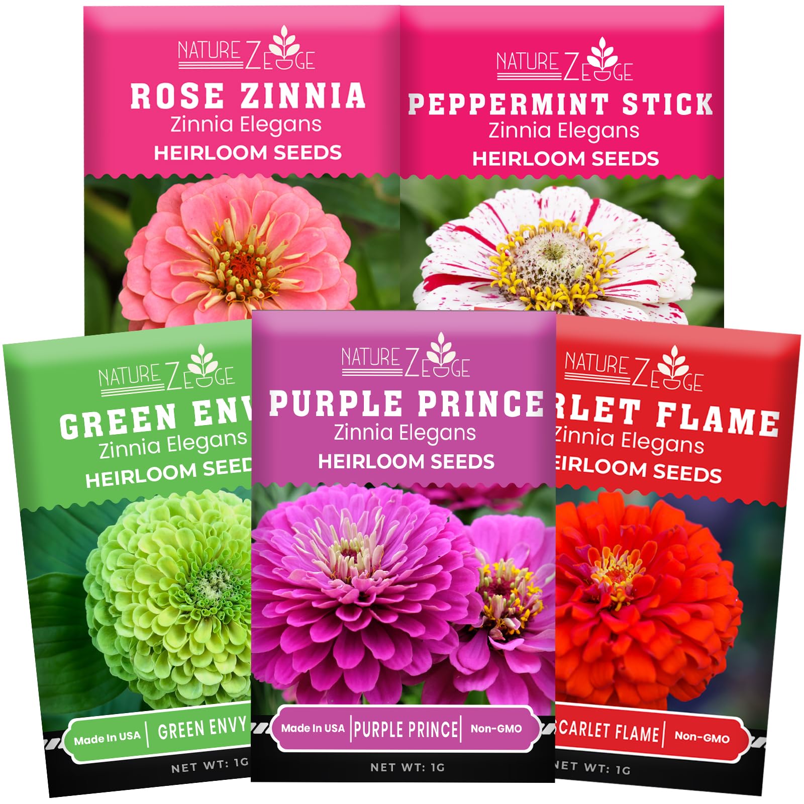 NatureZ Edge Zinnia Seeds Variety Mix 5g packaging front view