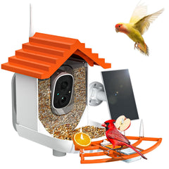 NAVFS Smart Bird Feeder with Camera, Orange, front view