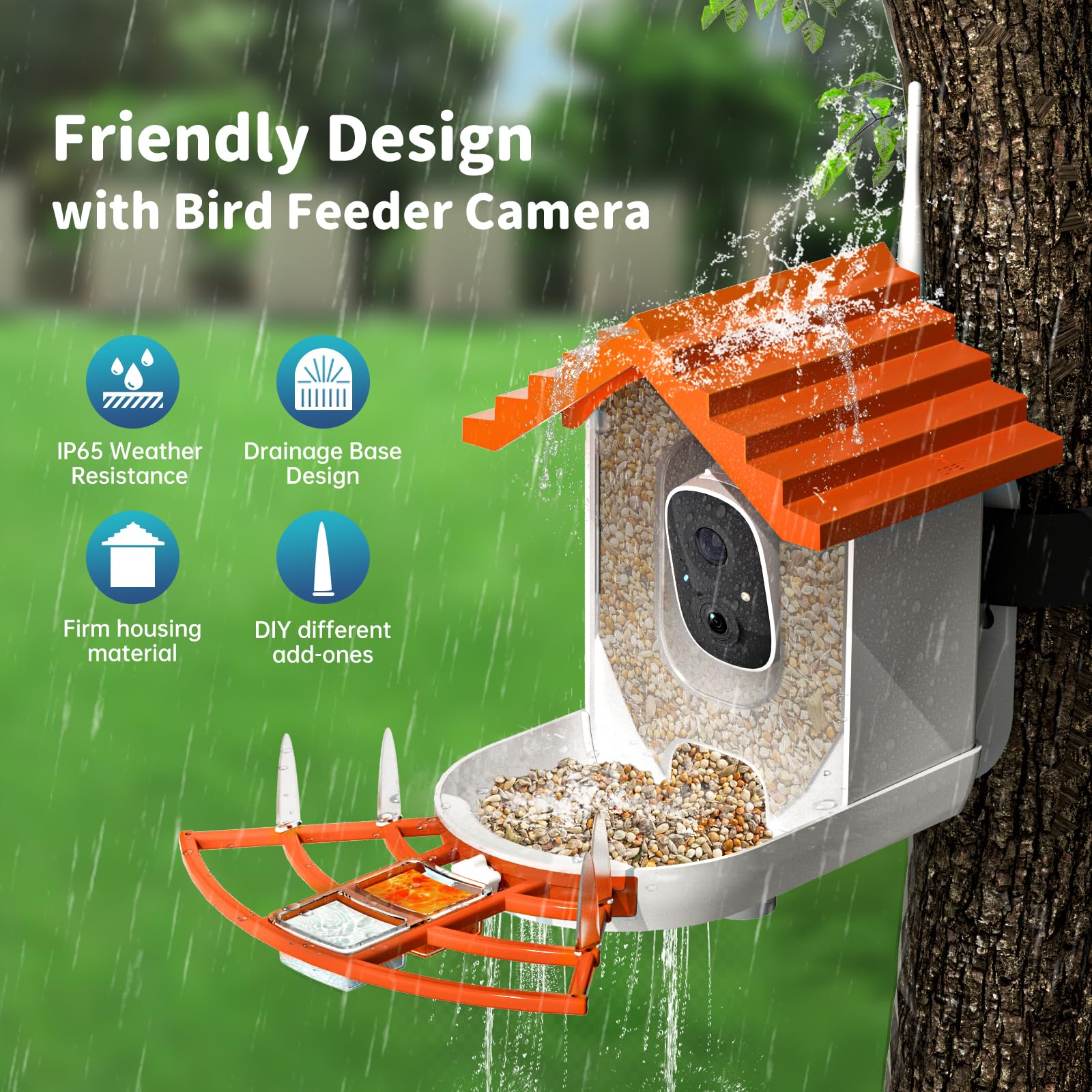 NAVFS Smart Bird Feeder with Wi-Fi antenna
