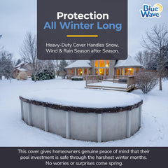 Navy Blue Blue Wave Pool Cover with grommets and cable