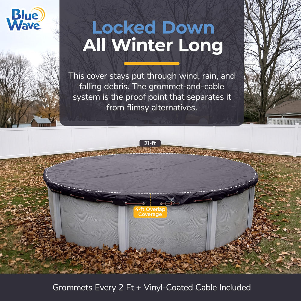 Navy Blue heavy-duty pool cover with grommets