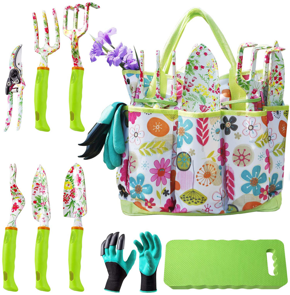 NAYE Garden Tool Set with floral tote and assorted tools