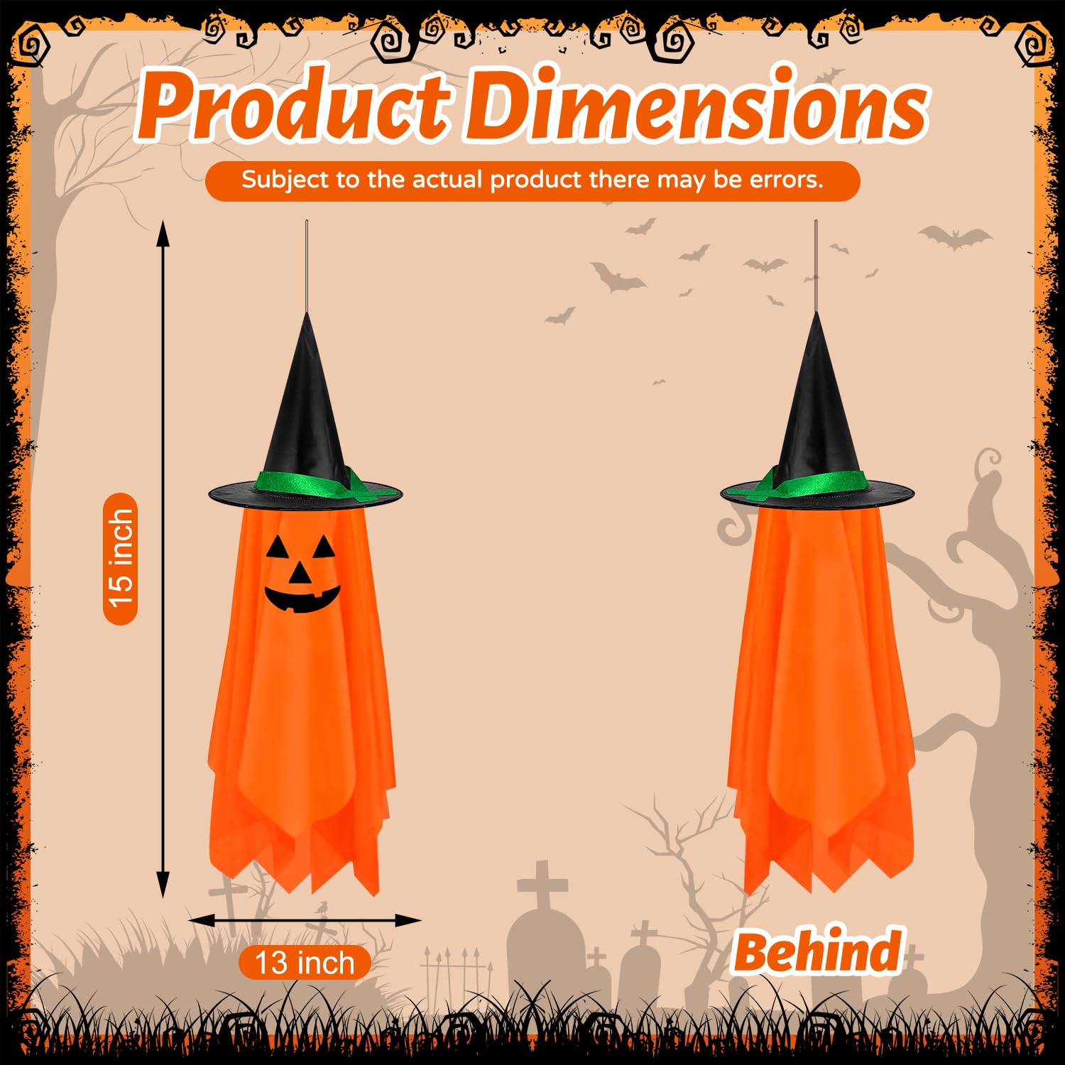 NAYODEUS Halloween Pumpkin Ghost hanging outdoors in garden