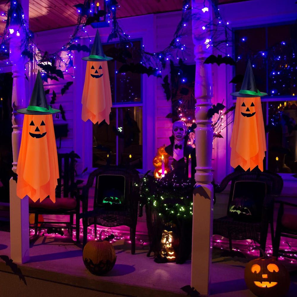 NAYODEUS Halloween Pumpkin Ghost in festive garden setting