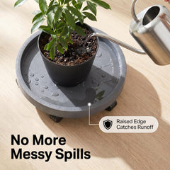 NAZKAEN wheeled planter caddy with heavy pot, side view