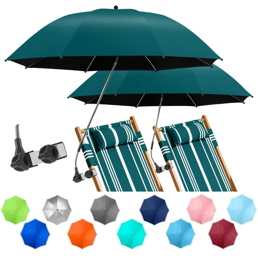 NBtoUS 2 Pack Chair Beach Umbrella front view in Hunter Green