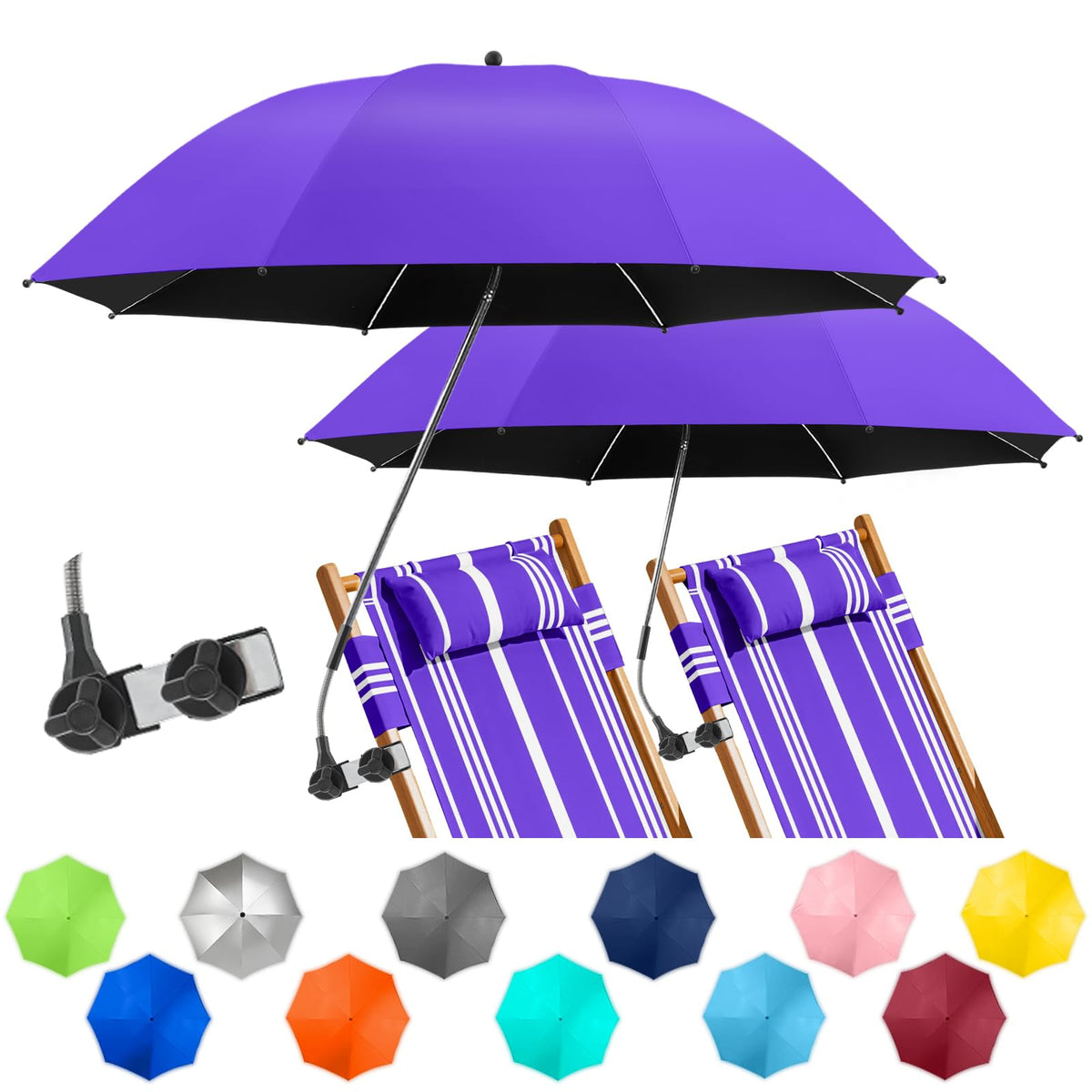 NBtoUS 2-pack chair beach umbrella purple front view