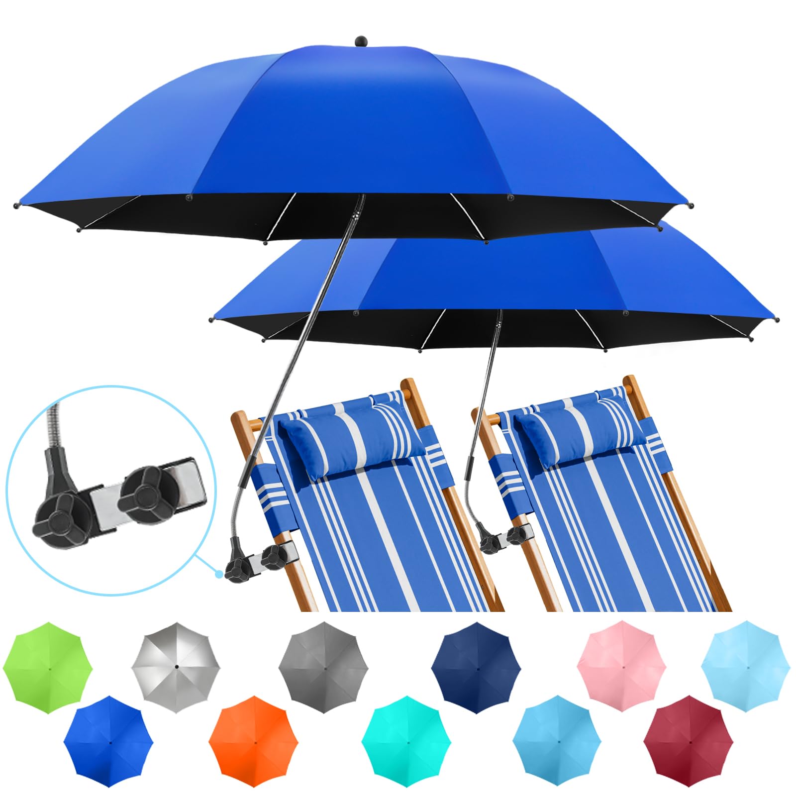 NBtoUS 2 Pack Chair Umbrella Azure Blue front view