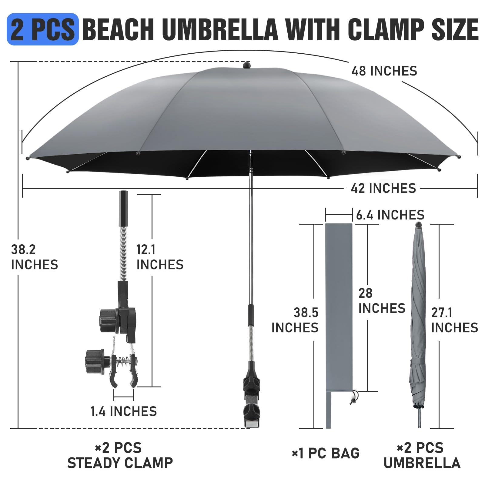 NBtoUS 2 Pack Chair Umbrella in use at the beach