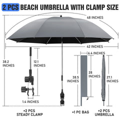 NBtoUS 2 Pack Chair Umbrella in use at the beach