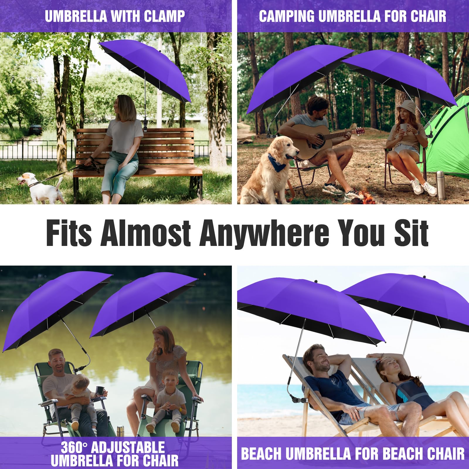 NBtoUS beach umbrella with clamp attached to a chair