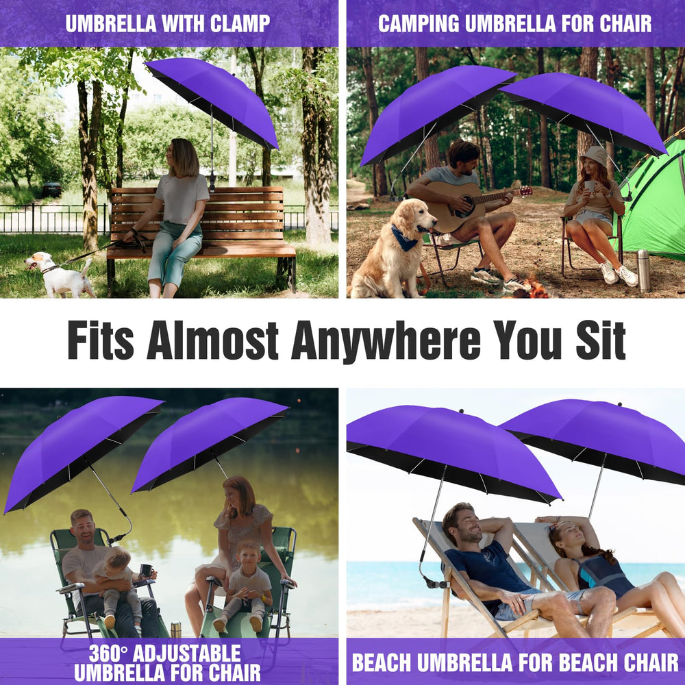 NBtoUS beach umbrella with clamp attached to a chair