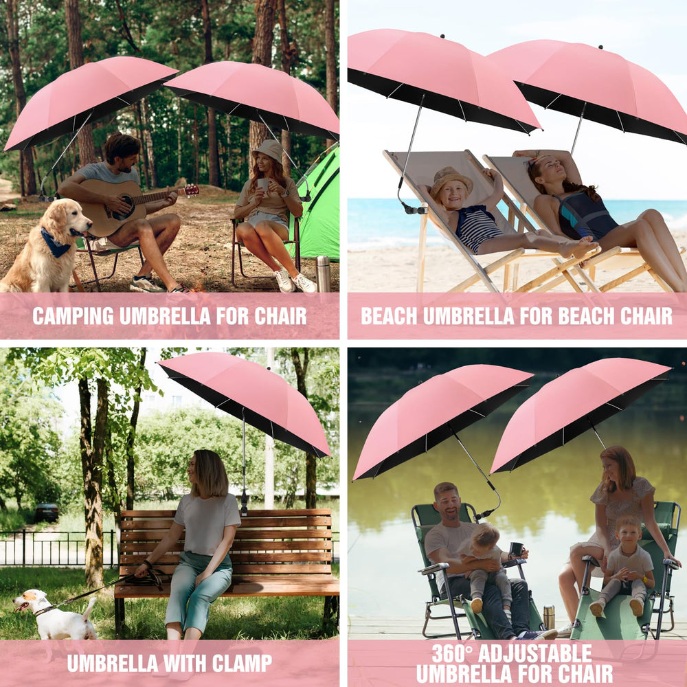 NBtoUS Chair Umbrella in Cloud Pink, beach setup