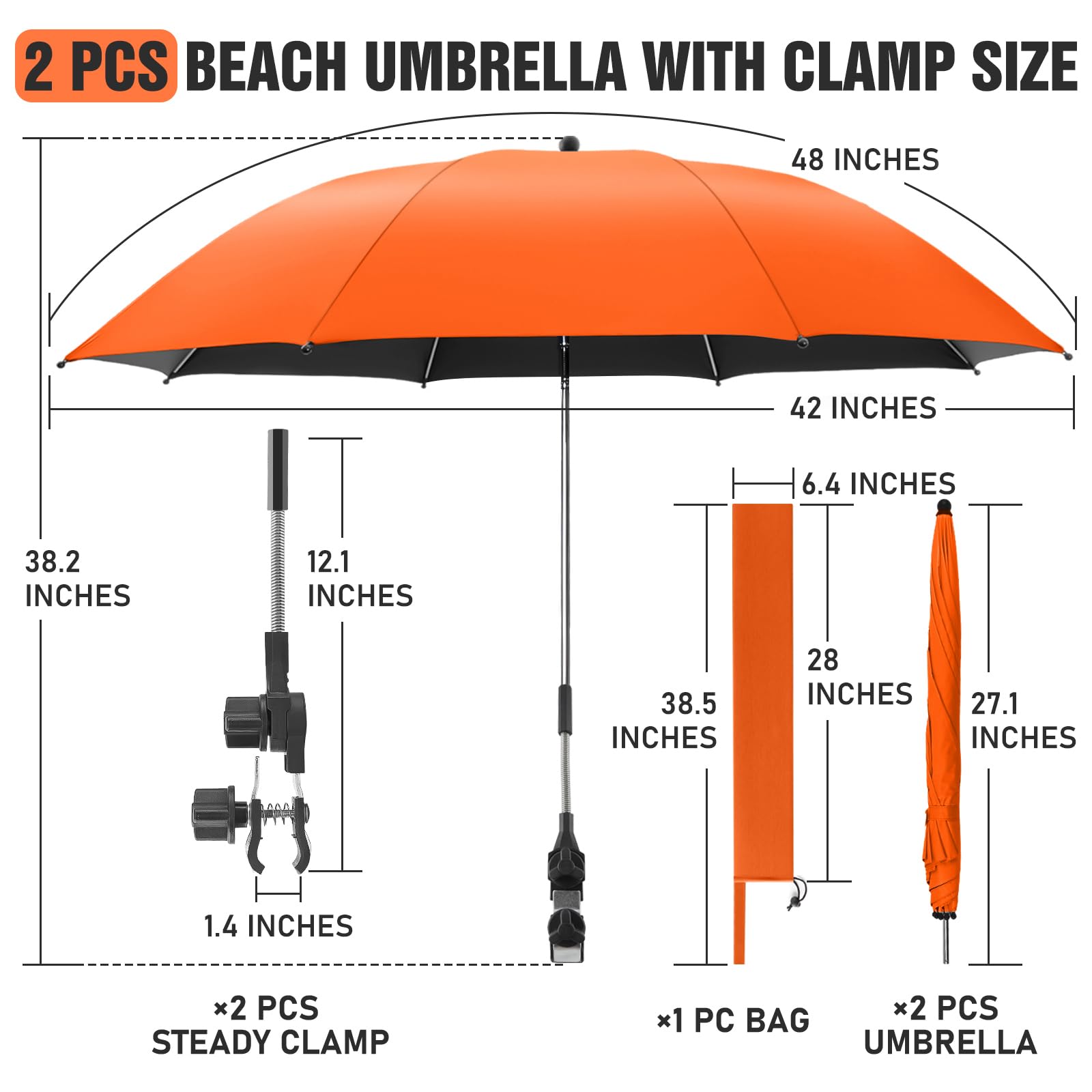 NBtoUS Chair Umbrella showing adjustable clamp