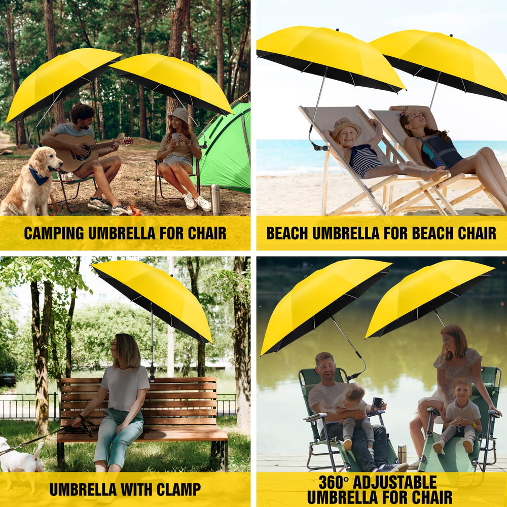 NBtoUS Chair Umbrella showing clamp attachment on a chair