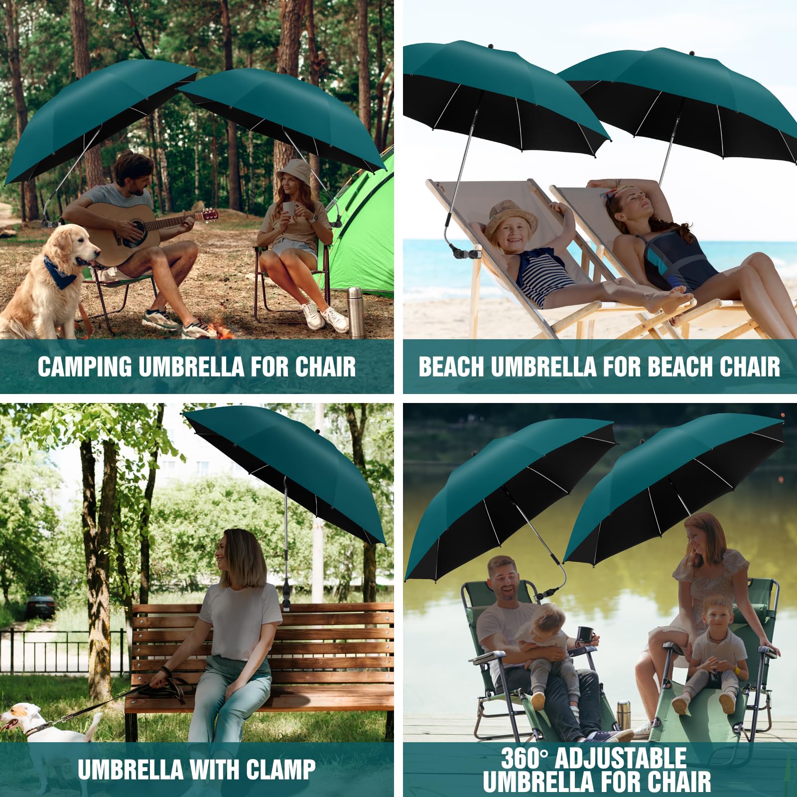 NBtoUS umbrella with adjustable clamp on a patio setting