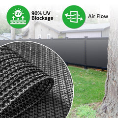 NC 6' x 50' Privacy Screen installed on a garden fence