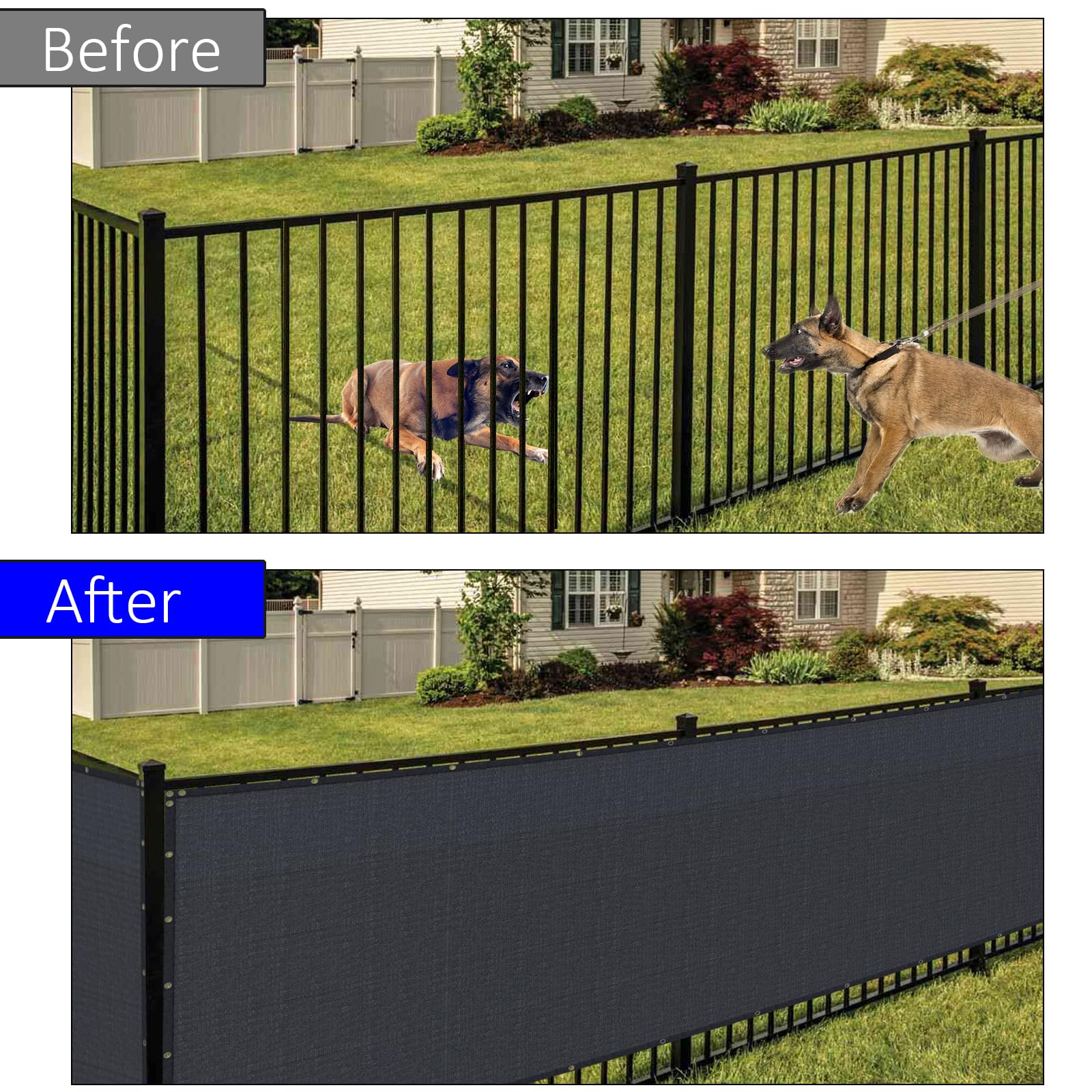 NC Black Privacy Screen Fence with grommets for easy installation