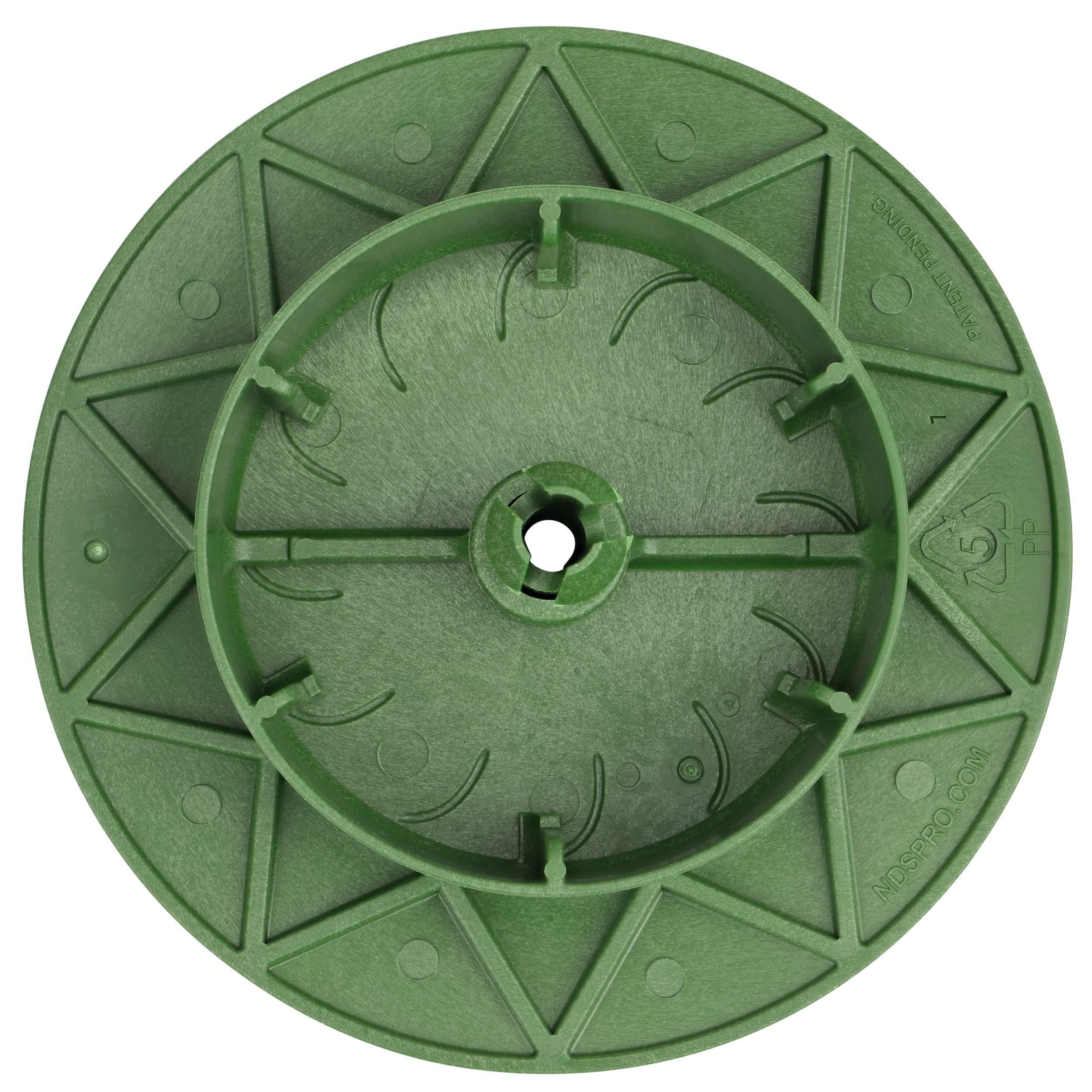 NDS Pop-Up Drainage Emitter showing connection to 4-inch pipe