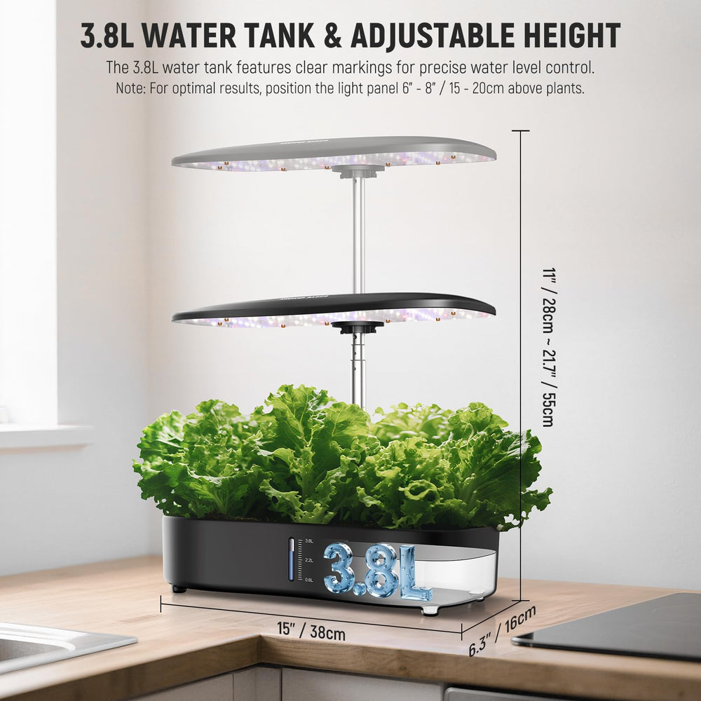 NEEWER Hydroponics system in a kitchen setting with herbs