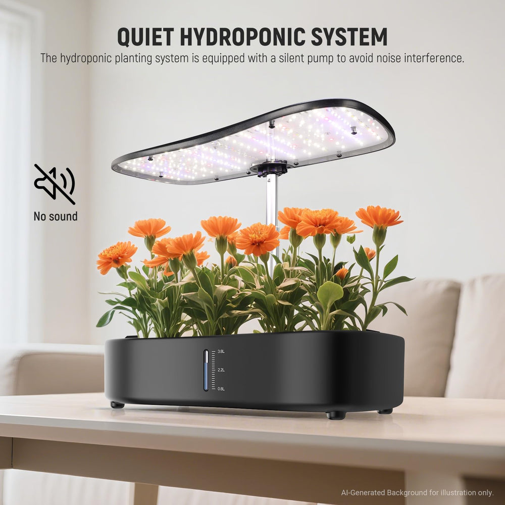 NEEWER Hydroponics system with smart quiet pump and LCD display